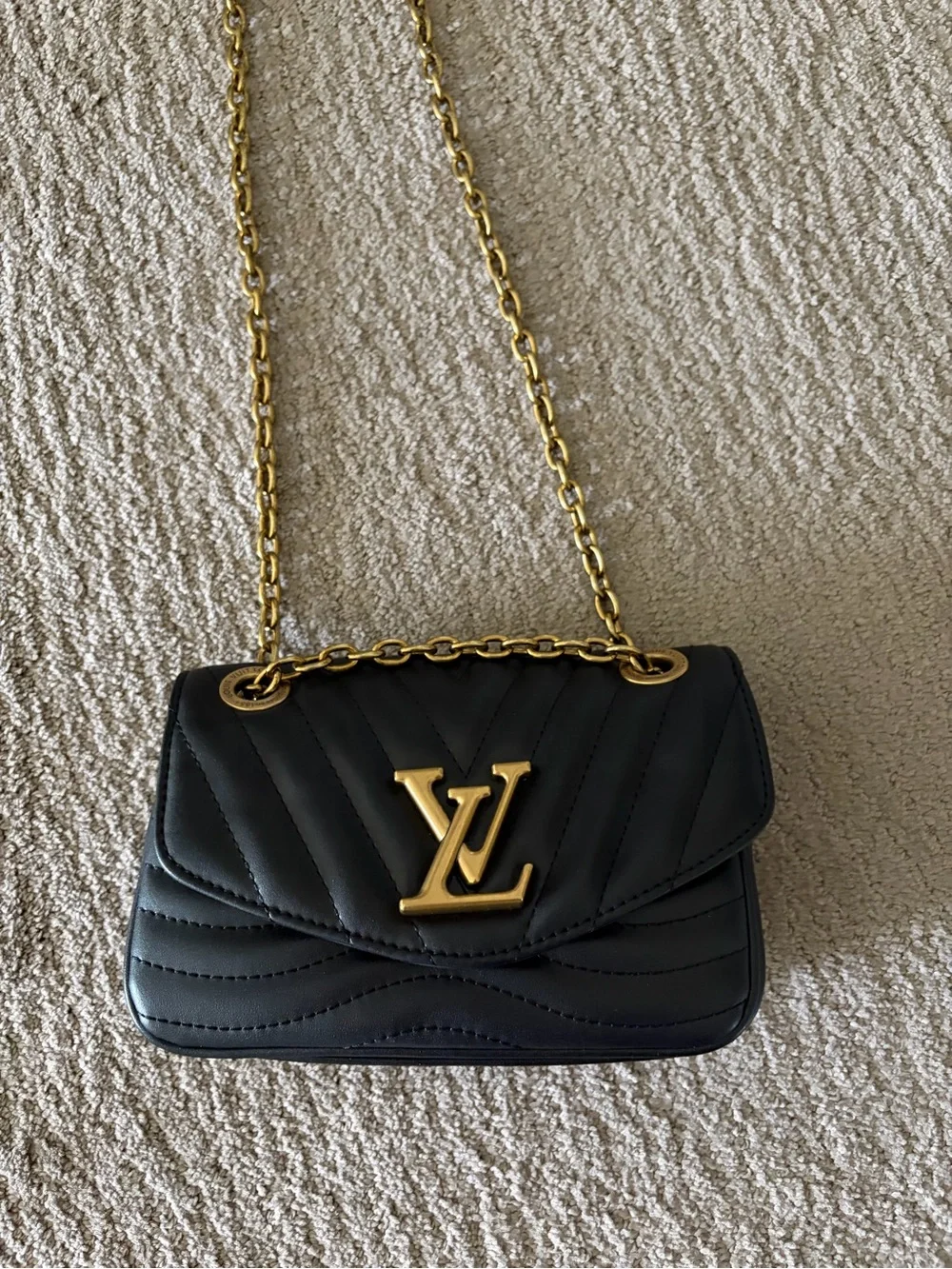 Black Quilted Crossbody Bag with Gold Detail - Picture 2 of 4